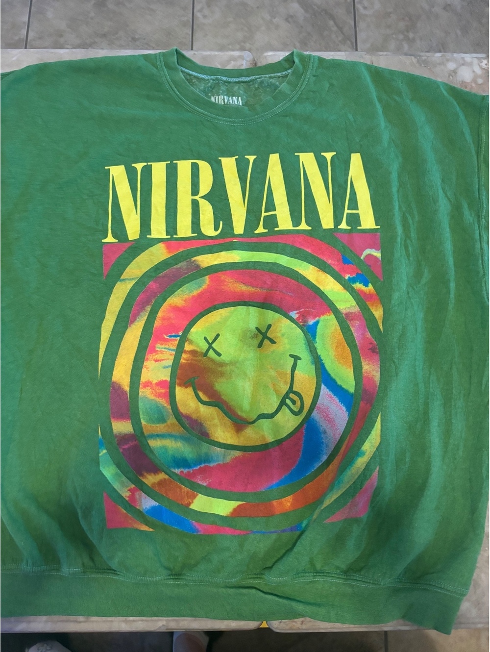 Nirvana Rainbow Smiley Graphic Crewneck Sweatshirt S/M